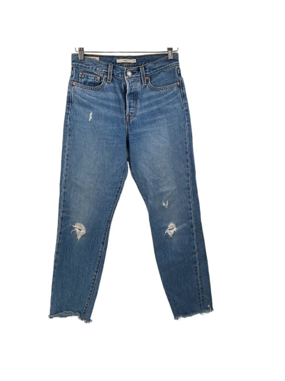 LEVI’S wedgie Jeans light distressed frayed hems button fly y2k sz 26
